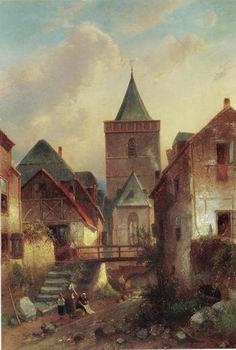 unknow artist European city landscape, street landsacpe, construction, frontstore, building and architecture. 105 oil painting picture